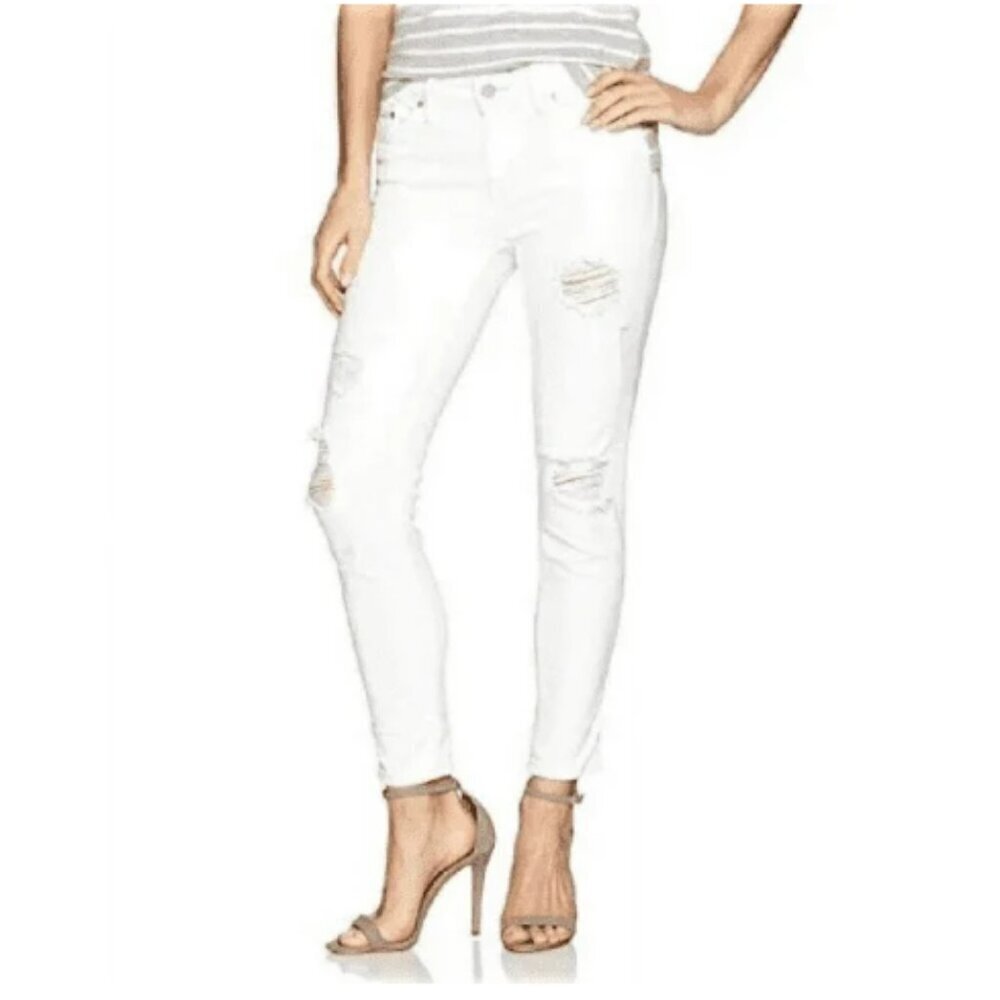 Calvin Klein White distressed ankle skinny jean - Size 12